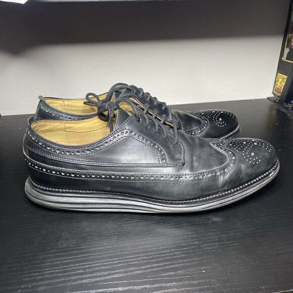 Cole Haan Zerogrand Oxford Mens 11.5 Black Leather Wingtip Longwing Shoes C21134 - Picture 1 of 12